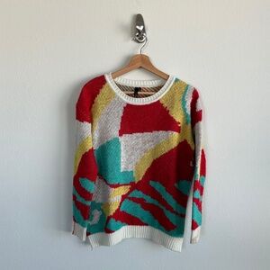 90s Colorblock Women's Knitted Pullover Sweater by Morning Apple  Women's Small
